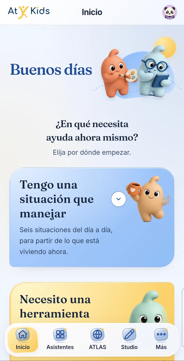 El inicio de la aplicación y sus seis asistentes