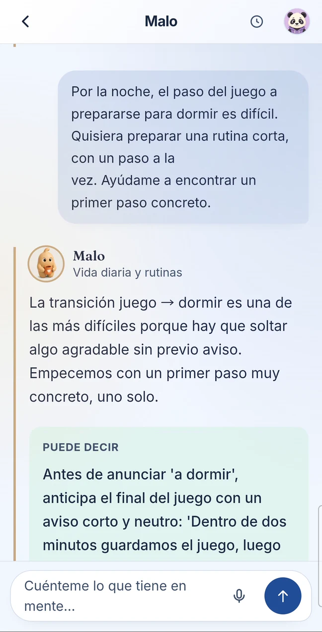 Malo responde a una petición para preparar la hora de dormir